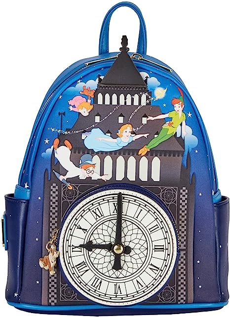 LOUNGEFLY DISNEY PETER PAN GLOW IN THE DARK CLOCK MINI BACKPACK