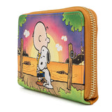 LOUNGEFLY PEANUTS CHARLIE BROWN SNOOPY SUNSET ZIP AROUND WALLET