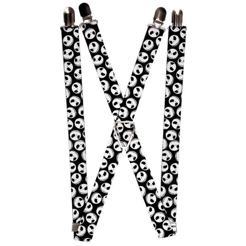 DISNEY THE NIGHTMARE BEFORE CHRISTMAS SUSPENDERS 1.0" JACK EXPRESSIONS SCATTERED BLACK/WHITE