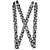 DISNEY THE NIGHTMARE BEFORE CHRISTMAS SUSPENDERS 1.0" JACK EXPRESSIONS SCATTERED BLACK/WHITE