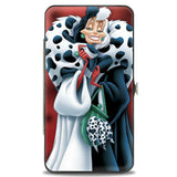 DISNEY VILLIANS CRUELLA DE VIL SPOTTED FUR POSE HINGE WALLET