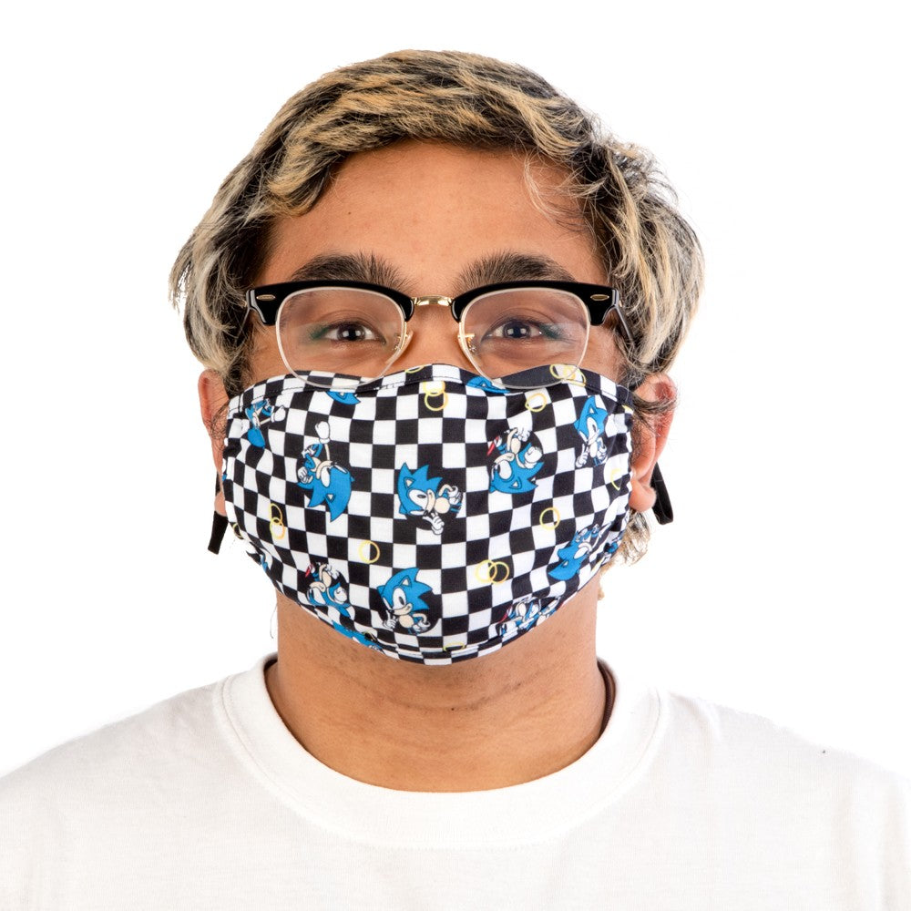SONIC THE HEDGEHOG CHECKERED ADJUSTABLE FACE COVER