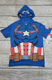 CAPTAIN AMERICA MARVEL BOYS HOODED COSTUME T SHIRT