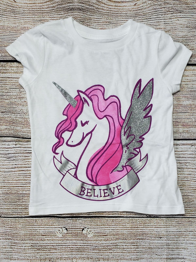 PEGASUS UNICORN BELIEVE GLITTER GIRLS T SHIRT