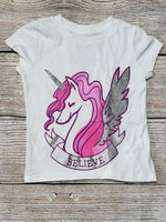 PEGASUS UNICORN BELIEVE GLITTER GIRLS T SHIRT
