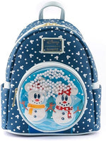 Disney Loungefly Mini Backpack - Snowman Mickey and Minnie Mouse Snow Globe