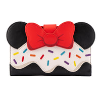 LOUNGEFLY DISNEY MINNIE MOUSE SPRINKLE CUPCAKE COSPLAY FLAP WALLET