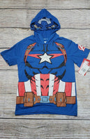 CAPTAIN AMERICA MARVEL BOYS HOODED COSTUME T SHIRT